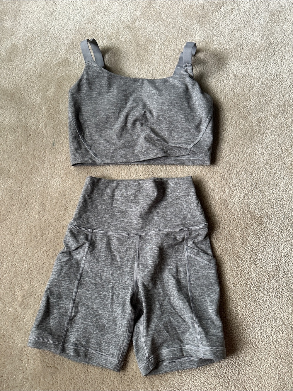 2 piece set- biker shorts and sports bra